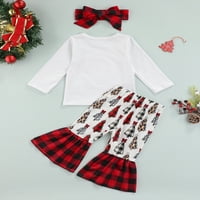 0- Godine Toddler Baby Girg Božićne odjeće Dugi rukav Santa Dječji haljini košulje Bell donje hlače