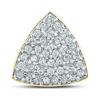 Dijamantna ponuda 10KT Žuta zlatna žena Okrugli dijamantski trokut Privjesak CTTW