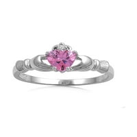 Otvorska benedisticna ružičasta kubična cirkonija prsten zvona srebrna veličine 10