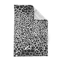 Štampani čaj ručnik, platna pamučna platna - žirafa uzorak životinjska koža crno bijeli geometrijski