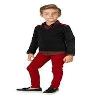 Incity Boys Tween 7- godina redovno mornarsko crveno casual dugih rukava pamuk s džemper sa drvenim