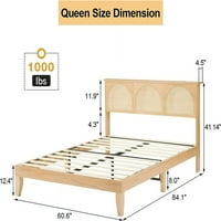 WHIZMA Deluxe Drvena kraljica veličine krevet s prirodnim rattanskim uzglavljem br. Potrebno je, jaki