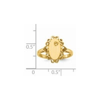 14K žuti zlatni prsten za potpisu 11,5x otvorena boja Dijamantna montaža, veličine 9