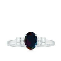 Klasični crni Opal prsten sa moissine za žene - AAA razred, 14k bijelo zlato, SAD 11.00