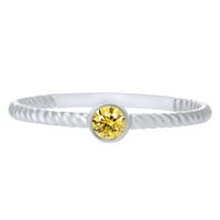 Carat okrugli rez žuti prirodni dijamantni prsten 14k bijelo zlato-10