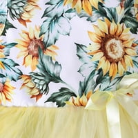 Flowy haljine za djevojke bez rukava bez rukava Cvjetni prsluk cvijet luk čipka mrežice žuti 12-mjeseci