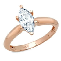 1. CT Sjajno markiza Cleani simulirani dijamant 18k Rose Gold Solitaire Prsten SZ 4