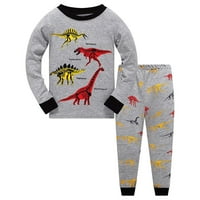 Leodye Clearence Kids Boys pidžama pamuk pamuk dinosaur za spavanje majice na vrhu hlače set siva 4
