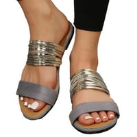 Ženske ljetne neklizajuće ravne sandale za plažu kauzalne papuče sive
