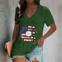 Amousa ženska majica V-izrez Neovisnost o neovisnosti suncokret Print Pulover casual kratkih rukava