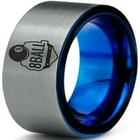 Tungsten 8-kuglični prsten prsten za muškarce Žene Udobne cipele Plavo ravni rez brukirani sivi polirani