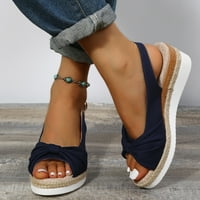 Midsumdr sandale Žene otvorene noge Espadrilles Wedges Cipele Slingback Mid Mid Heel Platnene luk sandale