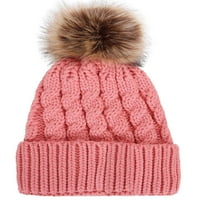 - Ženska zimska pletena pašnjačka šešir mekana topla obična krznena kapa