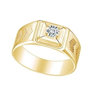 Bijela prirodna dijamantska muška godišnjica vjenčani prsten za vjenčanje 14K čvrsto žuto zlato Veličina-12