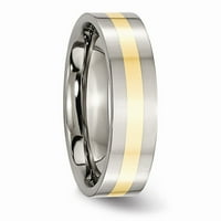 Mia Diamonds Titanium 14k žuti otvor ravnog poliranog vjenčanog zaručnika Veličina prstena - 8