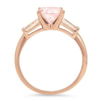 2. CT sjajan okrugli rez simulirani ružičasti dijamant 14k ruža zlato tromjesečni prsten sz 7