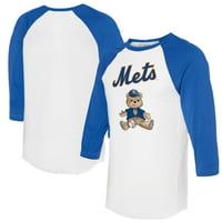 Ženska malena tupa White Royal New York Mets Teddy Boy 3 4-rukave Raglan majica