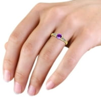 Amethyst i dijamantni zaručni prsten 1. CT TW u 14K žutom zlatu.Size 4.5