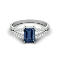 7x smaragdni rez plavi safirni sterling srebrna pasijans ženski angažman prsten