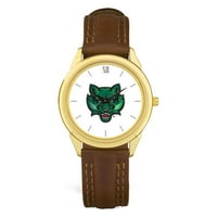 Unise Gold Brown Binghamton Bearcats Logo tima Kožni ručni sat