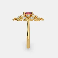 Indija ZNAN ZENIBIA - 18KT Zlatni, dijamant i sintetički rubin Elegance, dijamantni ručni prsten, zlatni