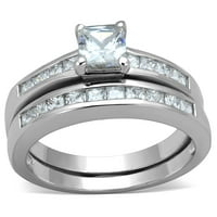 Njegov njen ženski nehrđajući čelik 5x princeza rez CZ Vjenčani prsten set muški ravni pojas veličine