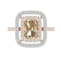2. CT Sjajni smaragdni rez prozirni simulirani dijamant 18k ružičasti bijeli zlatni halo pasijans sa