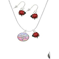 Delight nakit silvertone snimljen više boja RMA Red Lucky Ladybug ogrlice i viseći naušnice