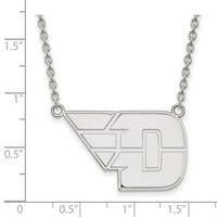 Čvrsta 14K bijelog zlata Službeni univerzitet u Dayton Veliki privjesak ogrlica Charm lanac - sa sigurnosnim