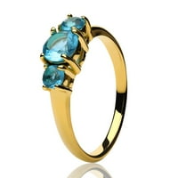 Žuti zlatni prsten za pasijans - akvamarinski vjenčani prsten - Titanijumski prsten - Prsten za pasijans