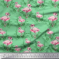 Soimoi Zelena pamučna proizvodna tkanina trava i flamingo ptica za štampanje tkanine sa širokim dvorištem
