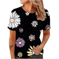 Clear za odjeću u ljetnim cvijećem Print majica Leisure Short rukav Crewneck Slatke majice Bluza Odmor