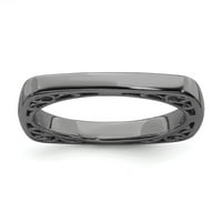 Sterling srebrna slaganja crno-pozlaćena kvadratna prstena vječna pojasa veličine 8