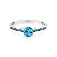 Gem Stone King 1. CT American Blue Mystic Topaz Blue Diamond 10k bijeli zlatni prsten sa žutim zlatnim
