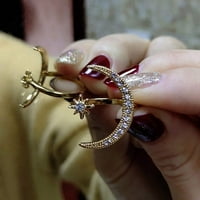 FCPHOME Angažman ljubavni prsten vjenčani prsten Rhinestone Inlaid Crescent Otvori prsten za prste žensko