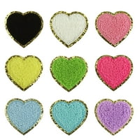 JPGIF Love Emboided Patch Gold Glitter Edge Mi Color Hearts Badge Dekorate zakrpu za popravak za šešire