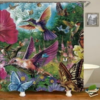 Cvijeće ptice leptir tuš sa zavjesom 3D zaslon za kupanje vodootporna tkanina kopriva dekor tropsko