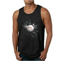 Košulja za muškarce Big i visoki okrugli vrat bez rukava 3D bejzbol digitalni tisak bluza casual ulice