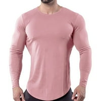 Simplmasygeni Men Clearence Dugi rukav majica Ležerne pulover TOP SOLID COLOR okrugli izrez Fitness