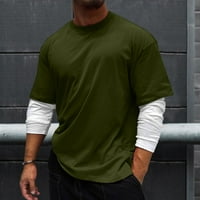 Muška majica Casual Solid Color Patchwork bluza s rukavima s dugim rukavima okrugli vrat muške majice
