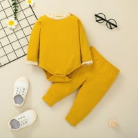 Djevojke toddlera Outfit Baby Cust čipkaste rebraste rebraste romske + hlače Set odijelo