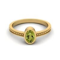 6x ovalni peridot sterling srebrni zlatni virmeil perla rumen ženskog prstena