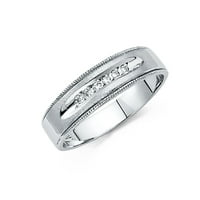 Čvrsti 14K bijeli zlatni prsten okrugli kubični cirkonijski cz Muška godišnjica svadbene veze veličine