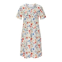 Mikilon Ženska haljina na prodaju Ženska ljetna casual okruglica s kratkim rukavima Sklopive cvjetne