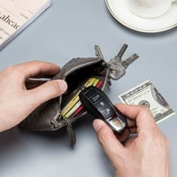 Kožna torbica za novčiće za žene za žene mini promene putovanja Novčanik sa privjeskom sa ključem, crna