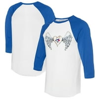 Ženska malena repala Bijela kraljevska Toronto Blue Jays Angel Wings 3 4-rukavska majica Raglan
