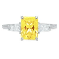 2.0ct smaragdni rez žuti simulirani dijamant 18k bijeli zlatni godišnjički angažman kamena prstena veličine