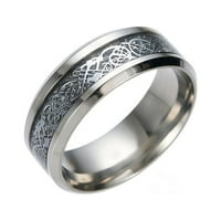 Mnjin titanijumski čelični zmajski prsten sa srebrnim zlatnim zmajem od nehrđajućeg čelika za prsten