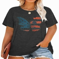 Plus size Butterfly majica Žene Grafičke majice 4. srpnja SAD-u Sjedinjene Američke Države Zastava Tee