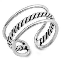 Vaš stil Otvorite bali konop čvor Twit Trostruki složeni bend Sterling srebrni prsten ženski veličine